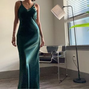 XS Emerald Green Satin strappy Maxi dress